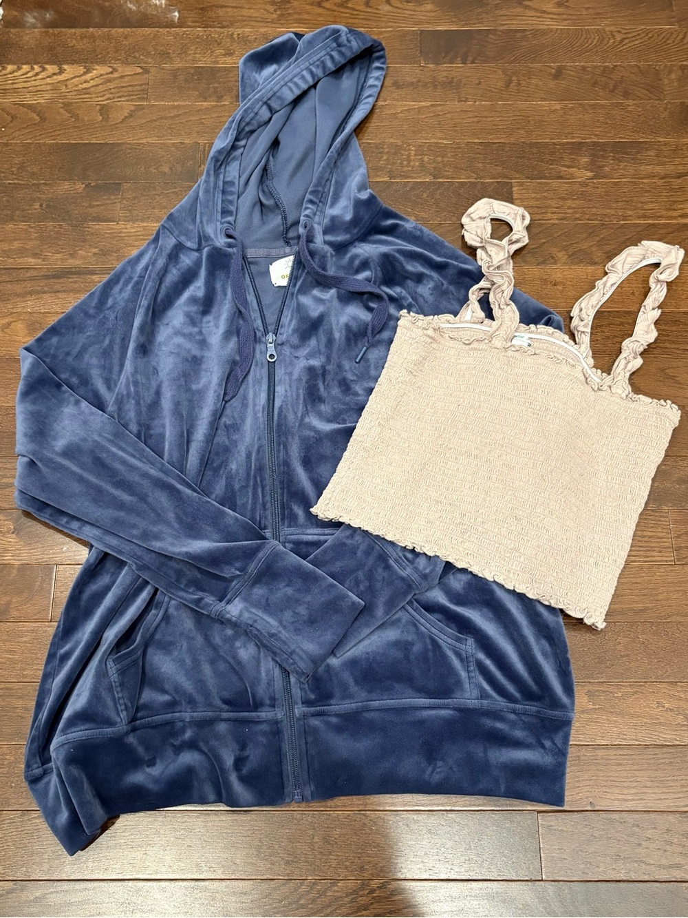 Aerie Bundle Lot 2 Pc Velour Full Zip Hoodie & Smocked Cami Tank Top Size Small